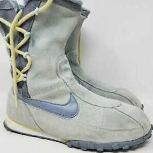 NIKE Sakami Sneaker Boot Light Blue Yellow Side Lace Up Boot 5.5 Youth Shoe